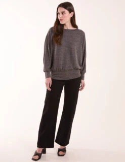 Batwing Deep Hem Top -Soft Dress Wear Sales Store AW22061 GREY 0209