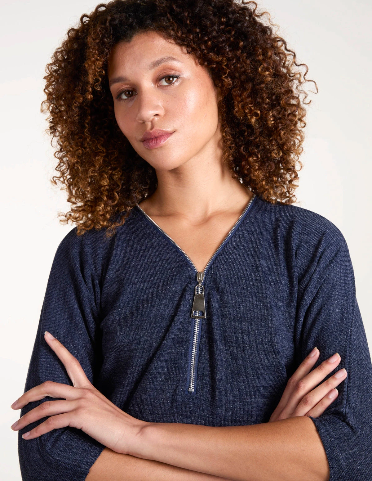 Metallic Zip Front Top 2 Metallic Zip Front Top - Image 2