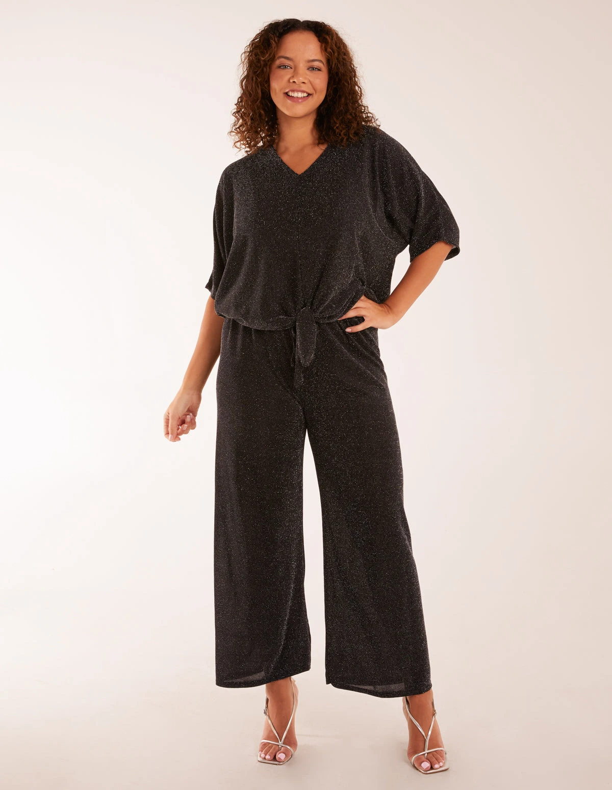 Sparkly Elasticated Waist Wide Leg Trousers 2 Sparkly Elasticated Waist Wide Leg Trousers - Image 2