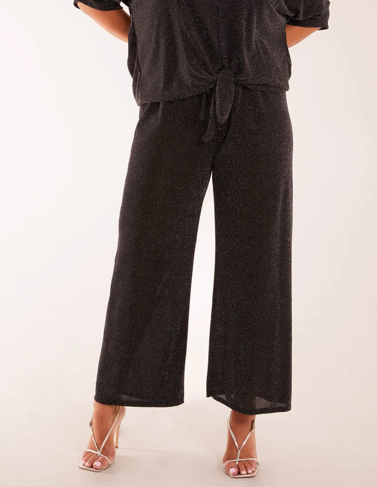 Sparkly Elasticated Waist Wide Leg Trousers 1 Sparkly Elasticated Waist Wide Leg Trousers