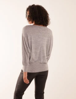 Cut And Sew Batwing Top -Soft Dress Wear Sales Store AW23002 GREY 14011