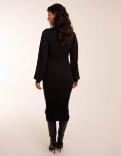 V Neck Bodycon Dress -Soft Dress Wear Sales Store AW23238 BLACK 0078