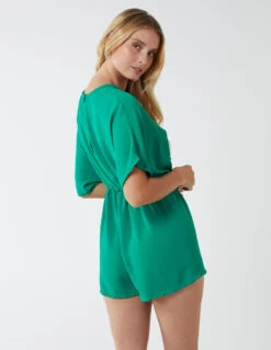 V-Neck Ruched Front Playsuit 9 V-Neck Ruched Front Playsuit -Soft Dress Wear Sales Store BV1985 GREEN 295