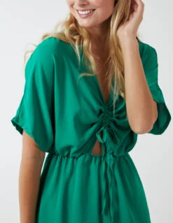 V-Neck Ruched Front Playsuit 8 V-Neck Ruched Front Playsuit -Soft Dress Wear Sales Store BV1985 GREEN 296