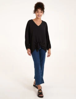 Tie Front Oversized Batwing Top 6 Tie Front Oversized Batwing Top -Soft Dress Wear Sales Store BV2134 BLACK 1
