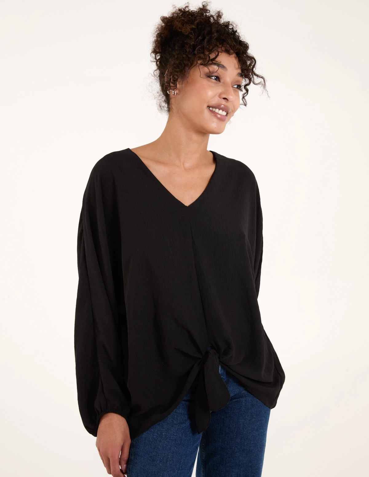 Tie Front Oversized Batwing Top 1 Tie Front Oversized Batwing Top
