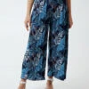 Tropical Print Pleated Wide Legs Trouser