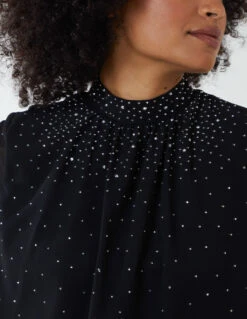 Ombre Diamante Puffball Top -Soft Dress Wear Sales Store BV222415 BLACK 10