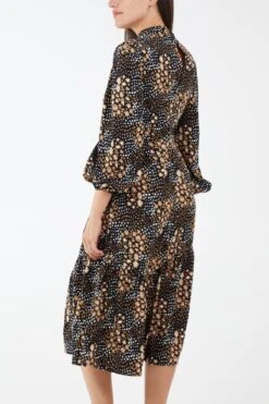 High Neck Tie Back Midi Dress -Soft Dress Wear Sales Store BV222831003 128230