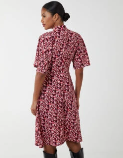 Angel Sleeve High Neck Cut Out Dress 9 Angel Sleeve High Neck Cut Out Dress -Soft Dress Wear Sales Store BV222845 RED 61