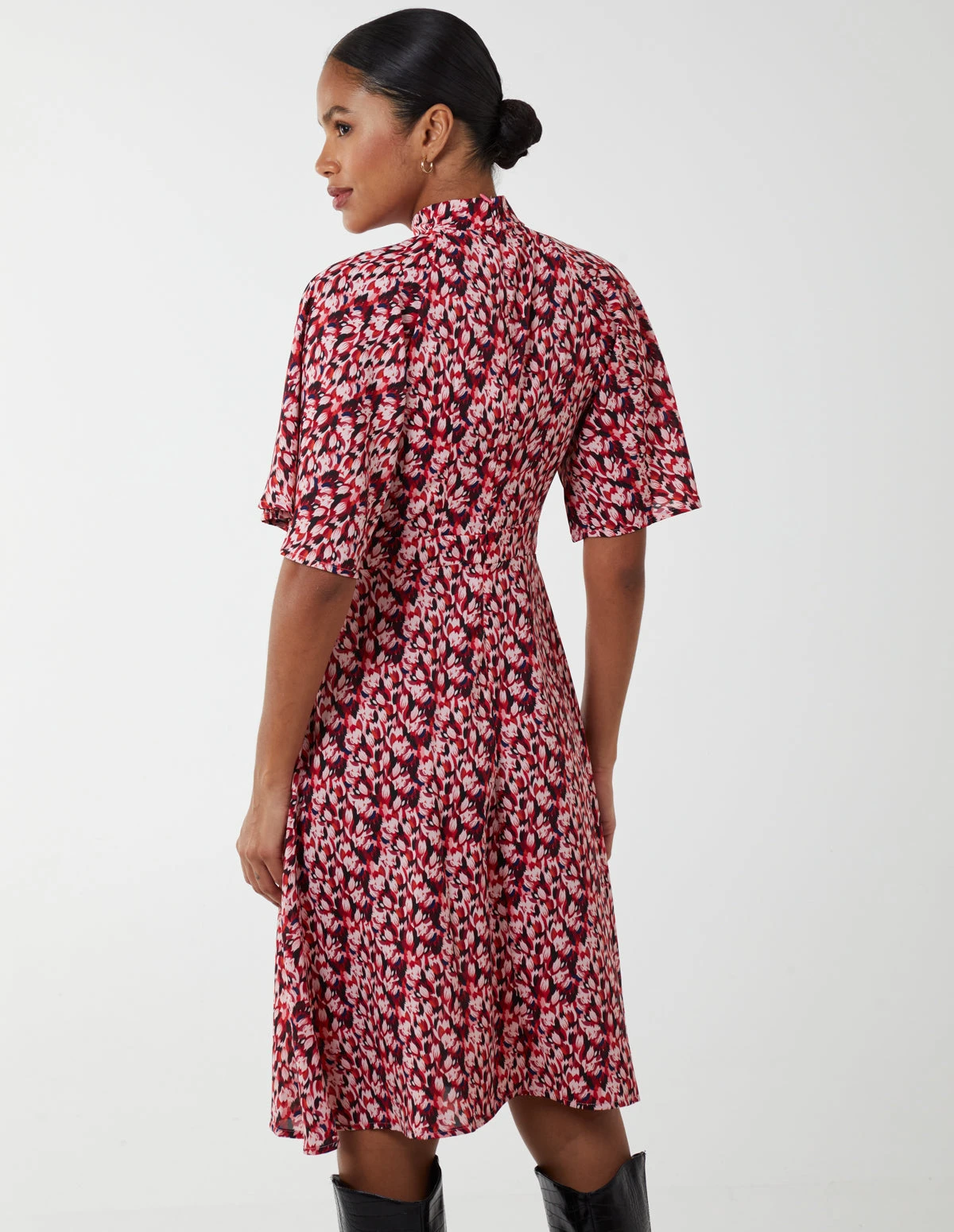 Angel Sleeve High Neck Cut Out Dress 5 Angel Sleeve High Neck Cut Out Dress - Image 5