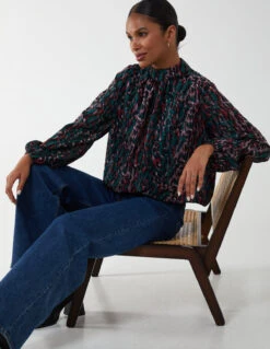 Animal Print Blouson Top