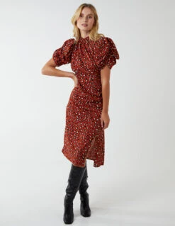 Leopard Print Ruched Side Midi Dress 7 Leopard Print Ruched Side Midi Dress -Soft Dress Wear Sales Store BV222889025 87972