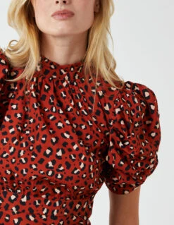 Leopard Print Ruched Side Midi Dress 8 Leopard Print Ruched Side Midi Dress -Soft Dress Wear Sales Store BV222889025 87973