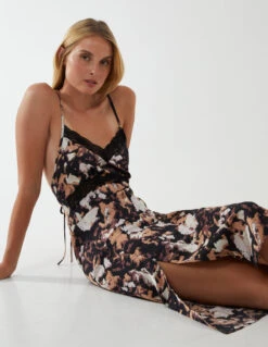 Printed Satin Slip Dress