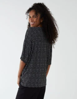 Tie Front Oversized Top -Soft Dress Wear Sales Store BV233401 BLACK 86