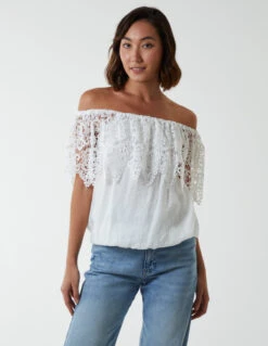 Crochet Lace Puffball Top