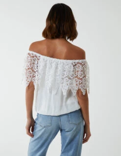 Crochet Lace Puffball Top -Soft Dress Wear Sales Store BV233420 IVORY 4085