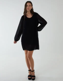 Chevron Pleat Detail Dress 6 Chevron Pleat Detail Dress -Soft Dress Wear Sales Store BV2335 BLACK 118