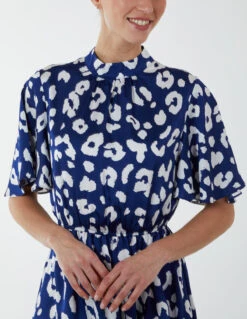 Angel Sleeve Wrap Ruffle Midi Dress 6 Angel Sleeve Wrap Ruffle Midi Dress -Soft Dress Wear Sales Store BV233859 NAVY 3