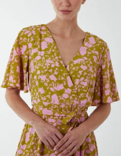 Ruffle Wrap Midi Dress 7 Ruffle Wrap Midi Dress -Soft Dress Wear Sales Store BV233861 LIME 3