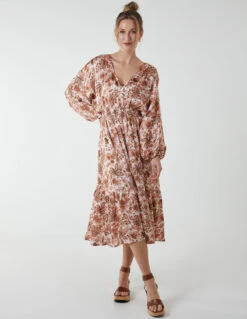 Balloon Sleeve Midi Dress