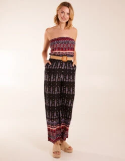Aztec Belted Bandeau Jumpsuit -Soft Dress Wear Sales Store BV233992 BLACK 0619