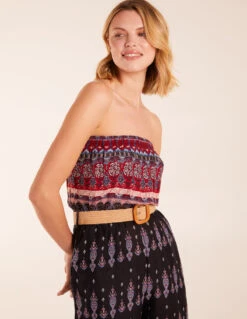 Aztec Belted Bandeau Jumpsuit -Soft Dress Wear Sales Store BV233992 BLACK 0624