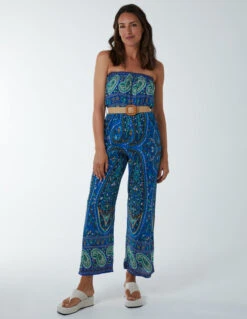 Belted Bandeau Jumpsuit -Soft Dress Wear Sales Store BV233993 BLUE 0069