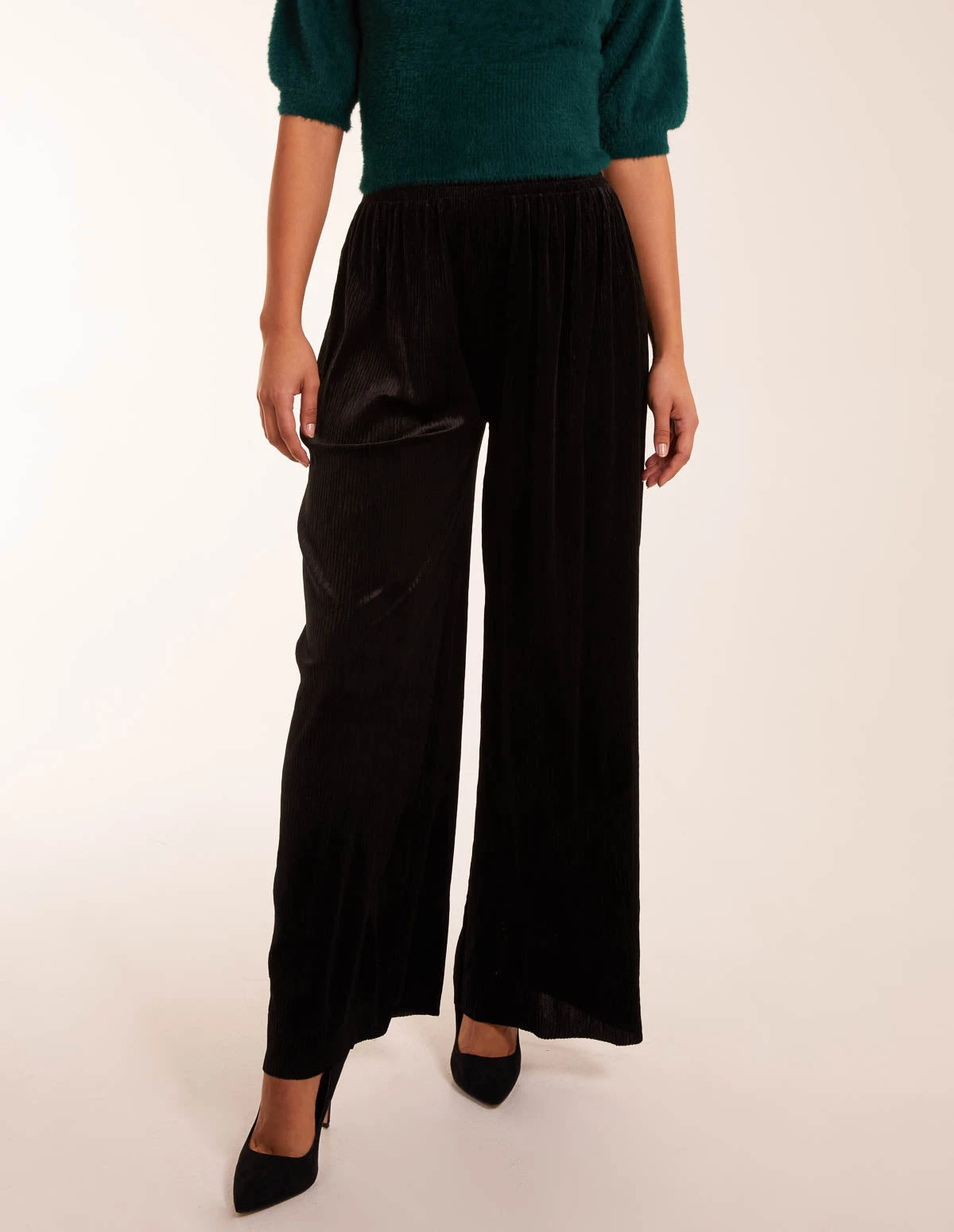 Wide Leg Textured Velour Trouser 2 Wide Leg Textured Velour Trouser - Image 2