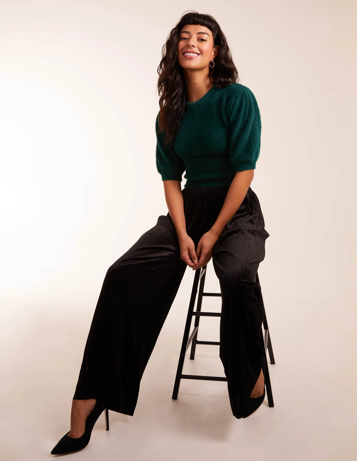 Wide Leg Textured Velour Trouser 1 Wide Leg Textured Velour Trouser