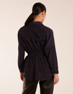 Leopard Print Shirred Waist Shirt -Soft Dress Wear Sales Store BV234401008 125912