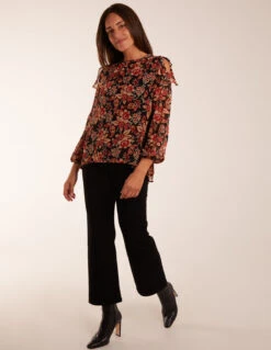 Cold Shoulder Frill Blouse 6 Cold Shoulder Frill Blouse -Soft Dress Wear Sales Store BV234405 BLACKPATTERN 35698