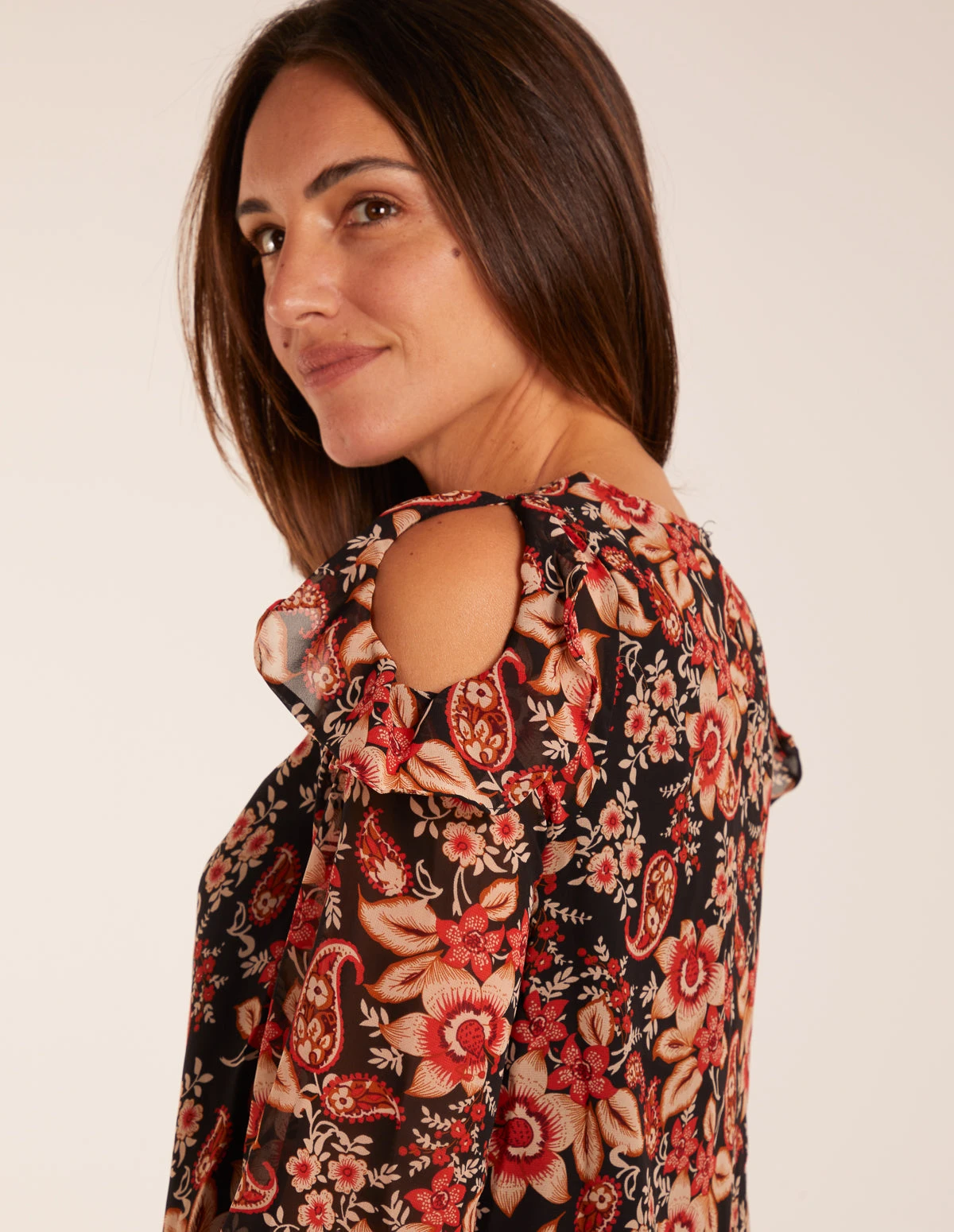 Cold Shoulder Frill Blouse 2 Cold Shoulder Frill Blouse - Image 2