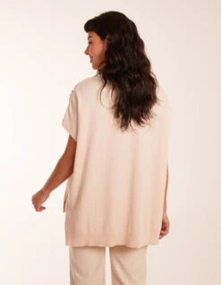Oversized Button Shoulder Top -Soft Dress Wear Sales Store BV234513 STONE 0162