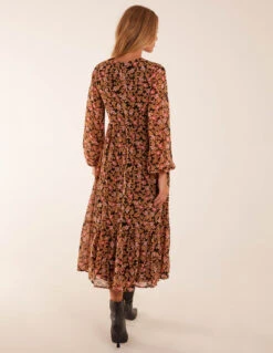 Button Through Midi Dress -Soft Dress Wear Sales Store BV234816 BLACK 45422