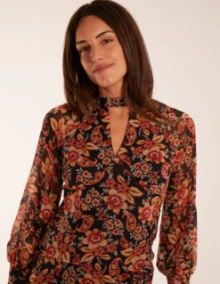 Raglan Keyhole Midi Dress -Soft Dress Wear Sales Store BV234838 BLACKPATTERN 33799