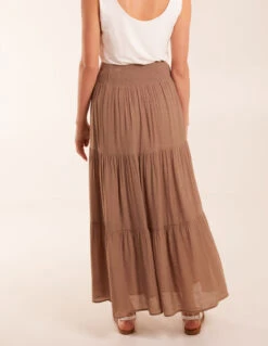 Shirring Waist Tiered Maxi Skirt -Soft Dress Wear Sales Store BV245006070 130705