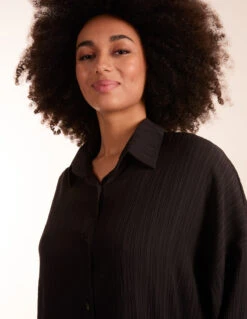 Crinkle Oversized Shirt 6 Crinkle Oversized Shirt -Soft Dress Wear Sales Store BV245013 BLACK 11762