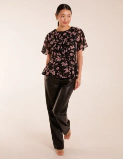 Angel Sleeve Tie Front Blouse -Soft Dress Wear Sales Store BV245026003 127895