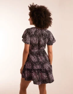 Frill Sleeve Belted Mini Dress 7 Frill Sleeve Belted Mini Dress -Soft Dress Wear Sales Store BV245028 BLACK 10849