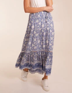 Elasticated Waistband Tiered Maxi Skirt