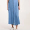 Tencel Button Front Midi Skirt
