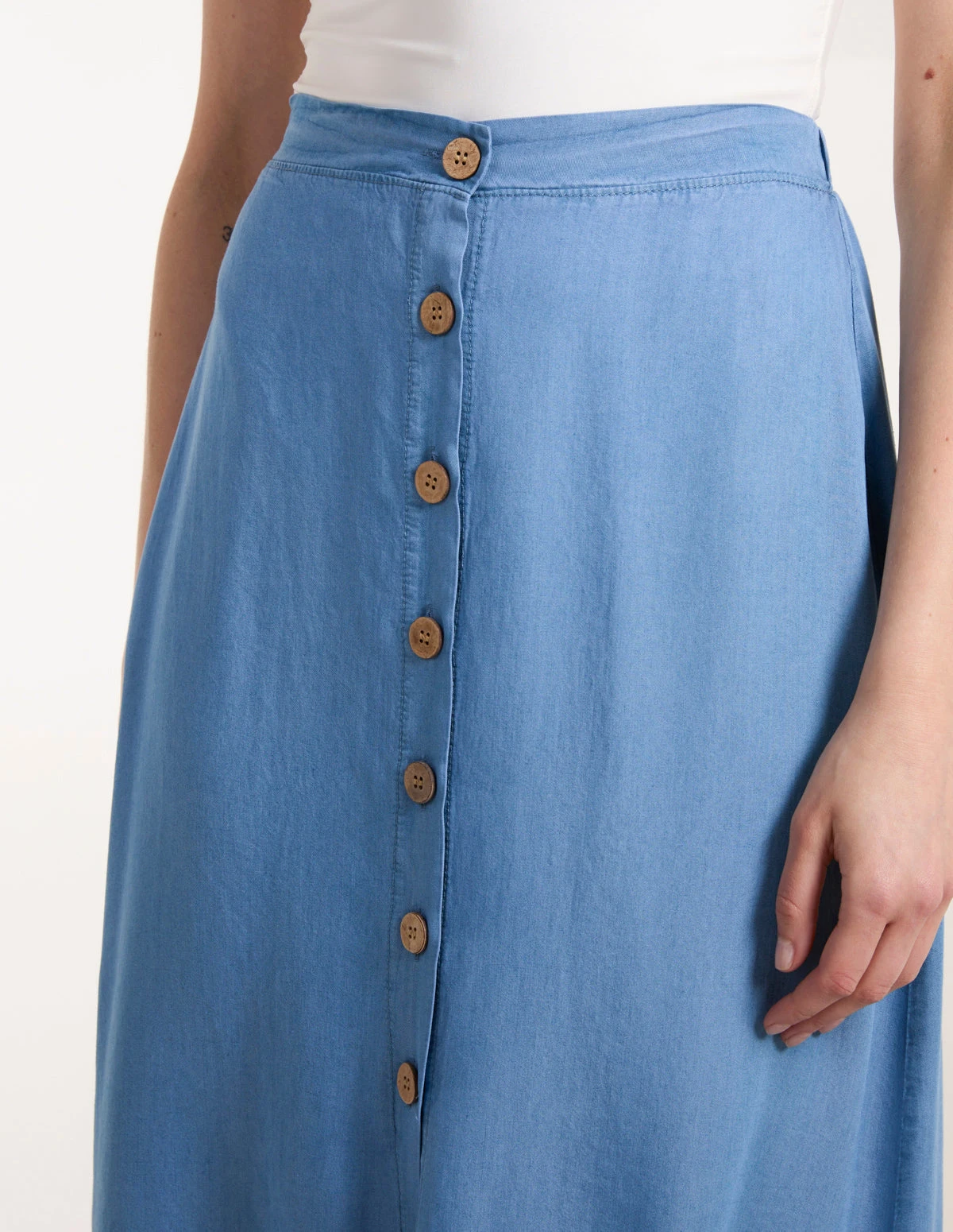 Tencel Button Front Midi Skirt 3 Tencel Button Front Midi Skirt - Image 3