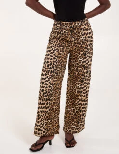 Wide Leg Leopard Trouser -Soft Dress Wear Sales Store BV245227 LEOPARD 43513