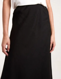 Bias Cut Midi Skirt -Soft Dress Wear Sales Store BV245228 BLACK 5319