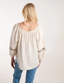 Embroidered Pleat Sleeve Top -Soft Dress Wear Sales Store BV245409001 130027