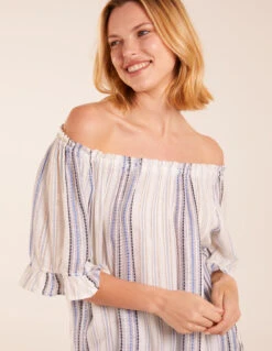 Bardot Top With Stripe -Soft Dress Wear Sales Store BV245418 BLUE 12710
