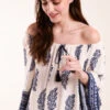Mix Print Bardot With Tassel Dress
