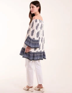 Mix Print Bardot With Tassel Dress 7 Mix Print Bardot With Tassel Dress -Soft Dress Wear Sales Store BV245423002 128008